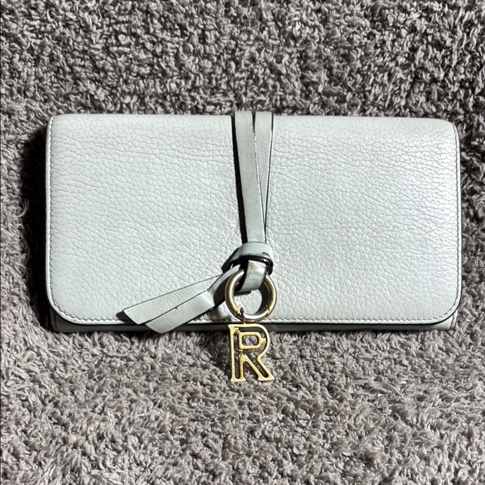Chloé Gray Leather Wallet with letter “R” Charm